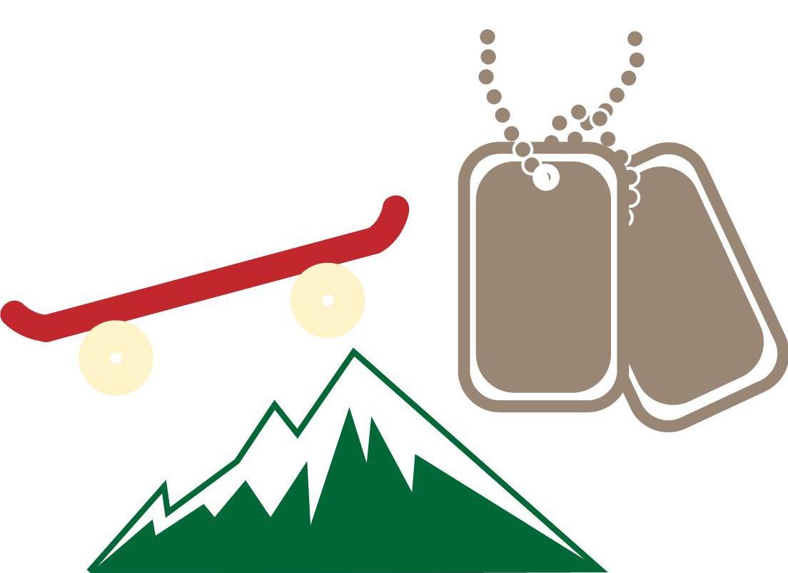 skateboard and mountain